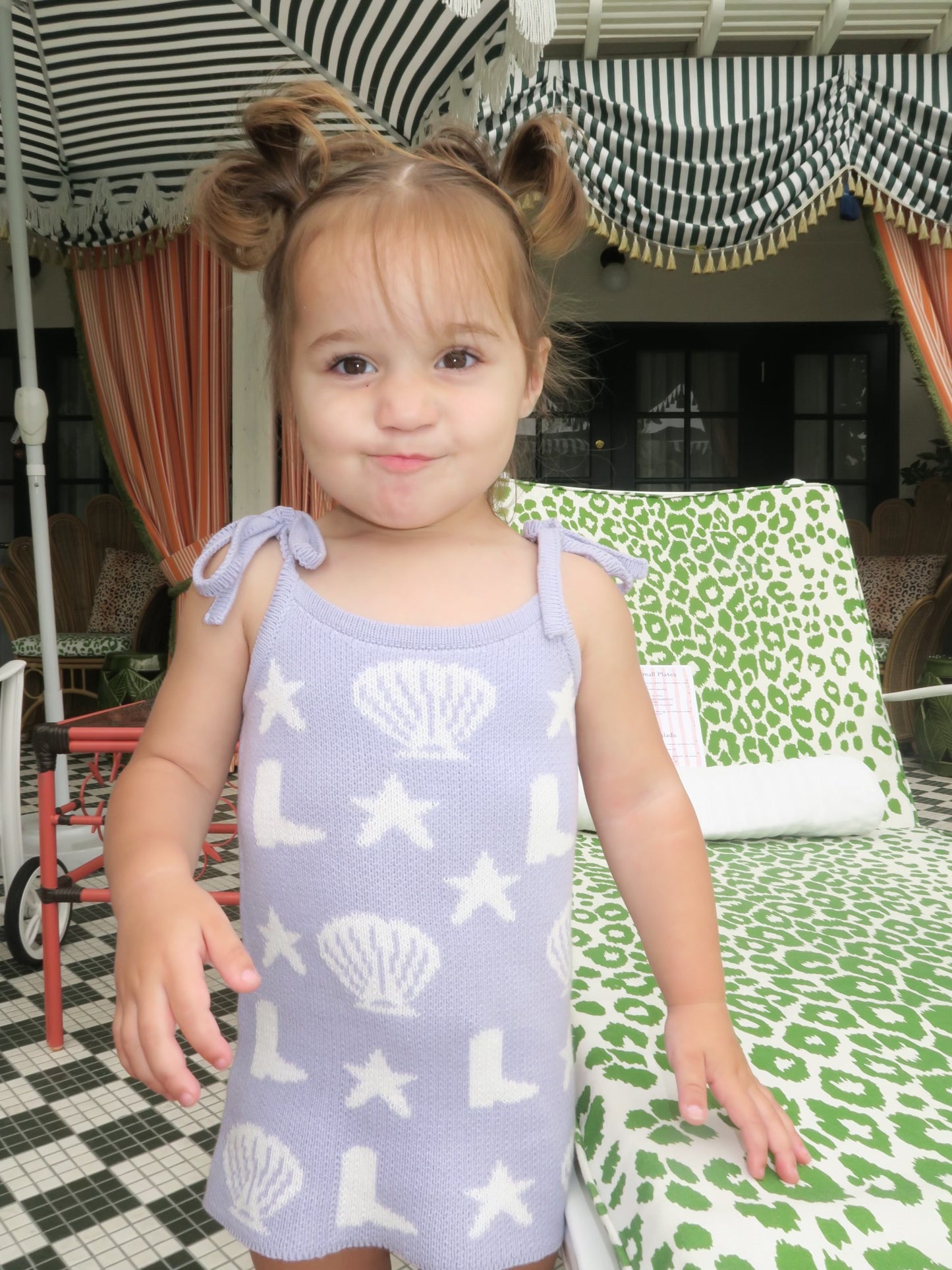 Coastal cowgirl lavender knit dress on the beach for toddler girls sea shells mermaid core cowgirl boots