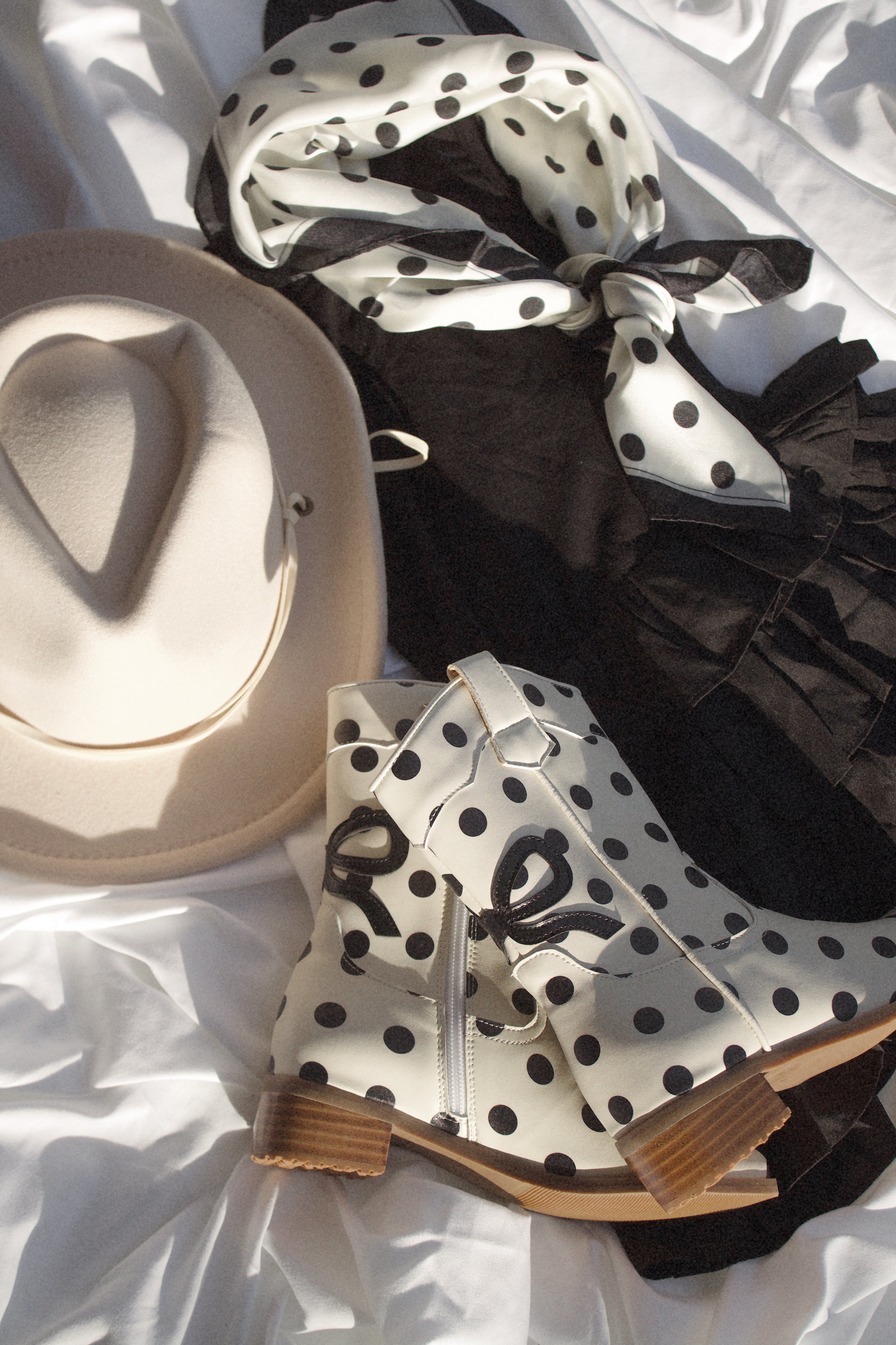 Polkadot Silk Scarf for Girls | Boutique Western Neck Scarf | Cowgirl Hair & Neck Tie