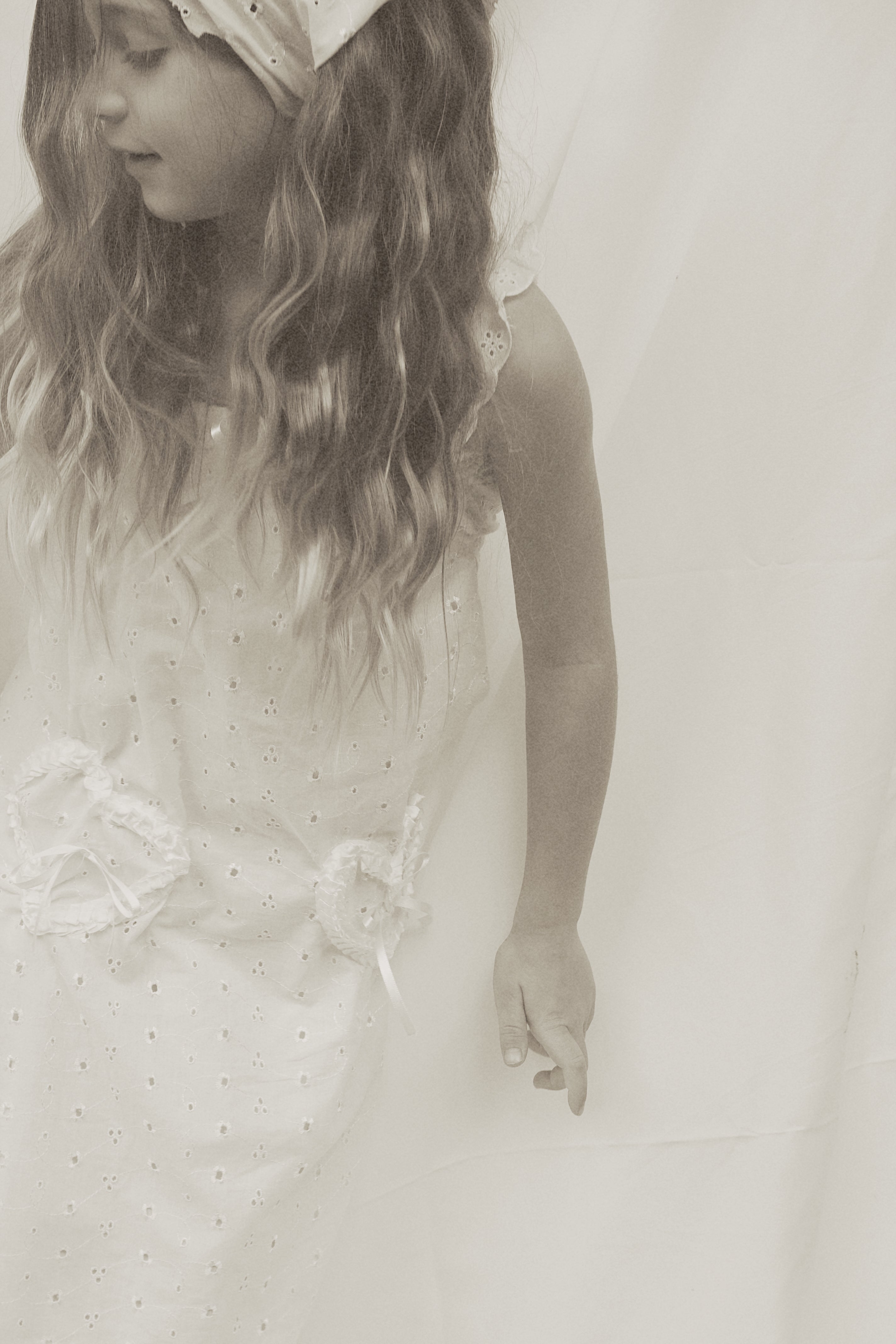 Handmade White Cottagecore Dress for Girls