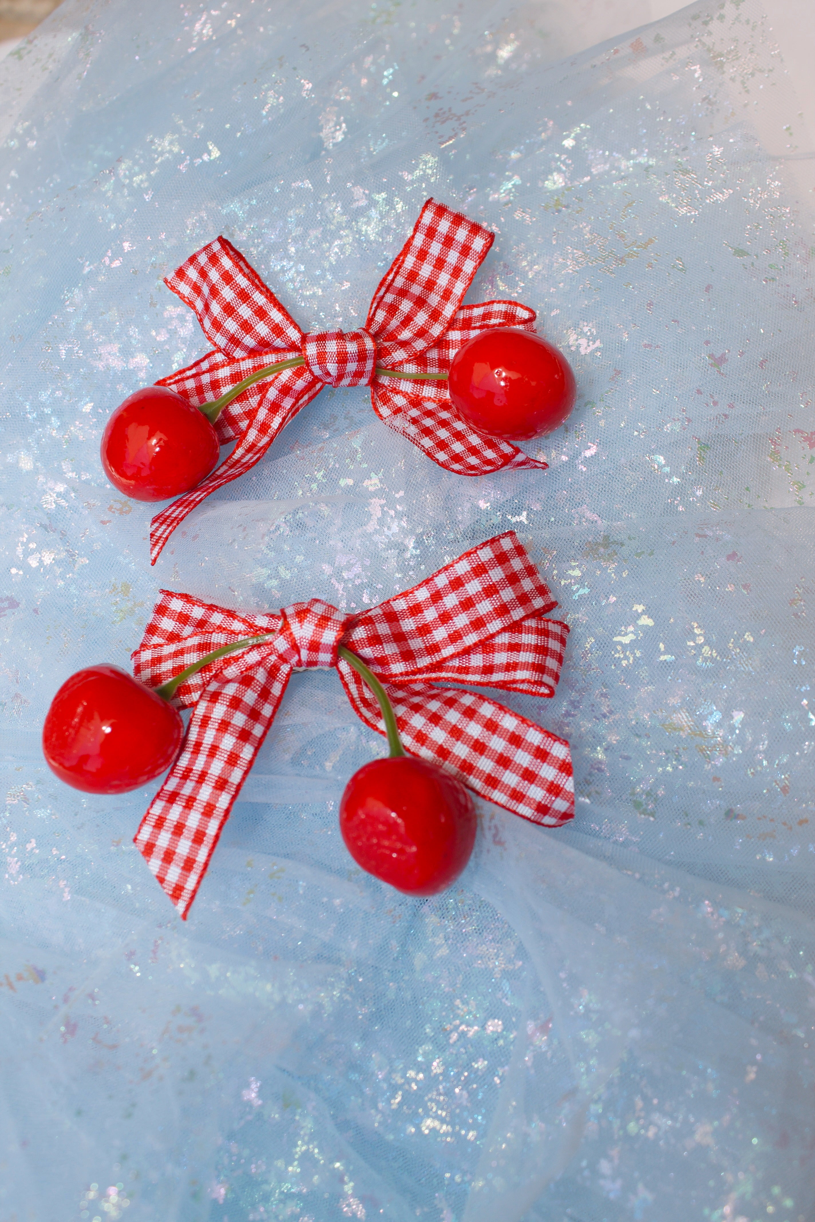 Cherry pigtail bows