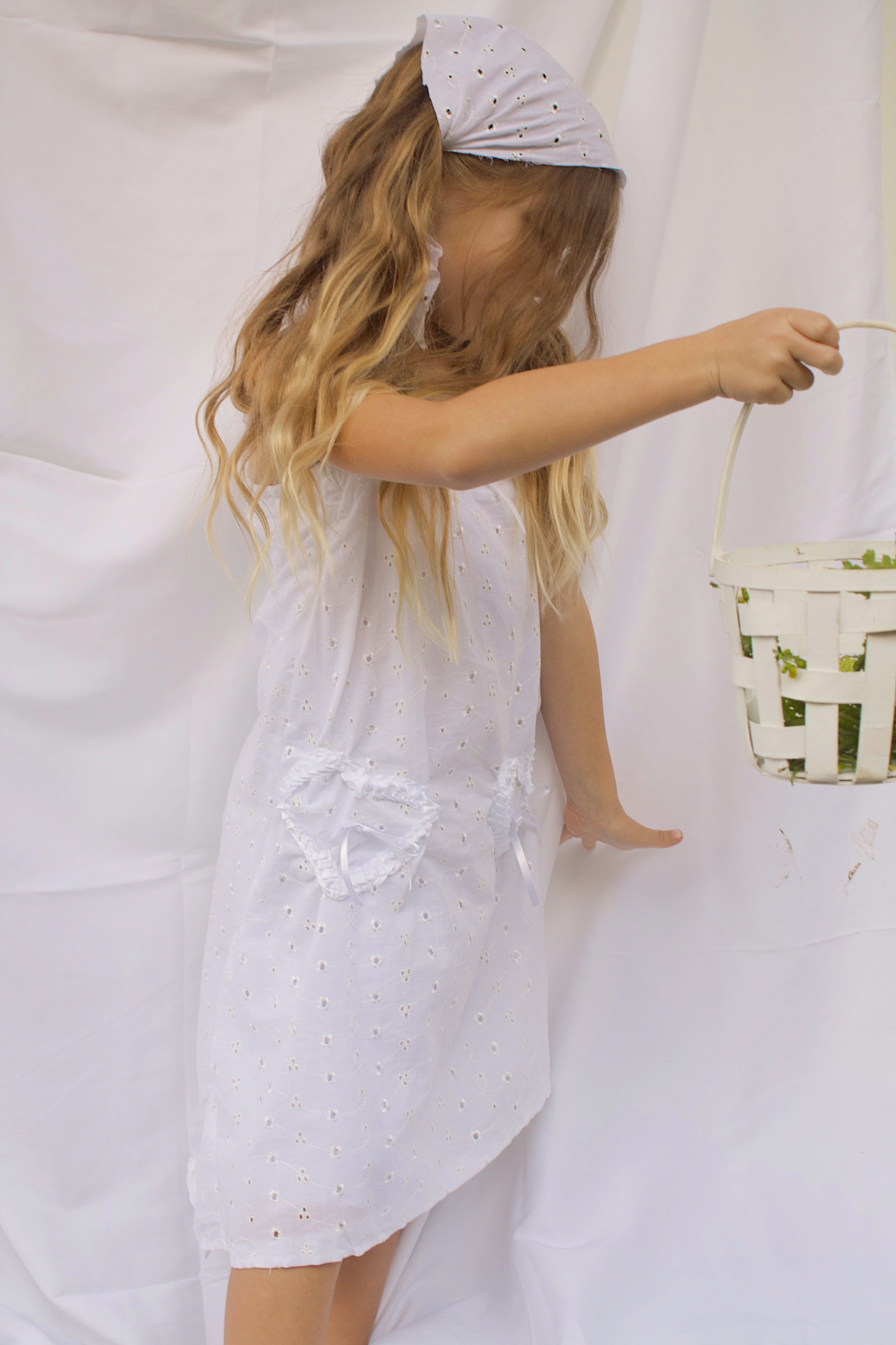 Handmade White Cottagecore Dress for Girls