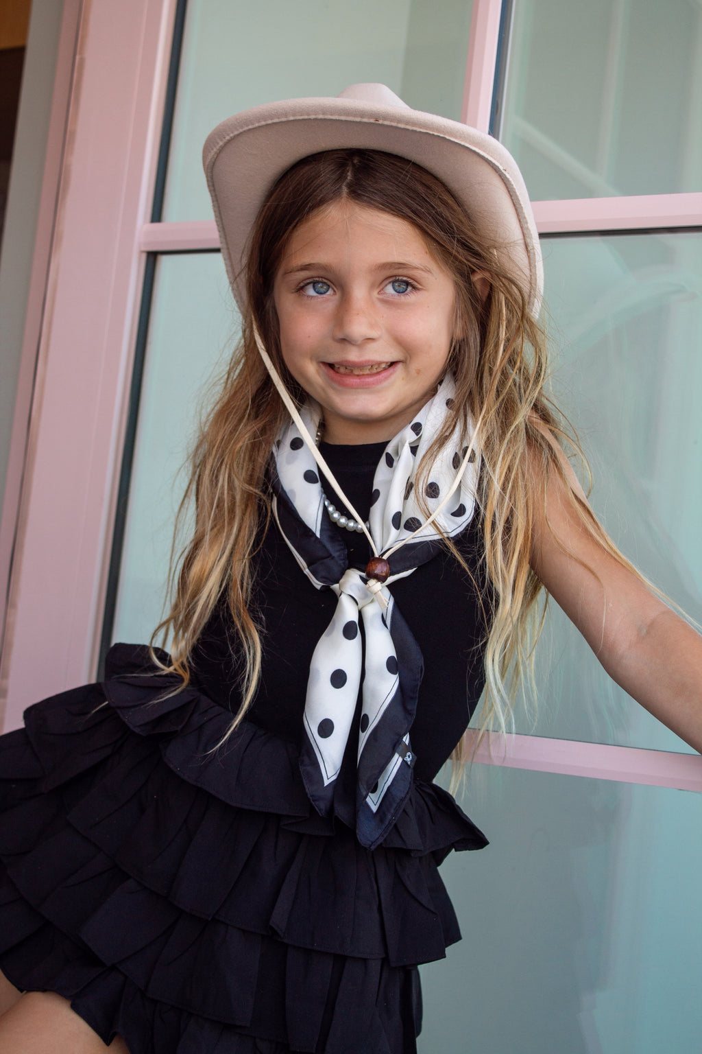 Polkadot Silk Scarf for Girls | Boutique Western Neck Scarf | Cowgirl Hair & Neck Tie