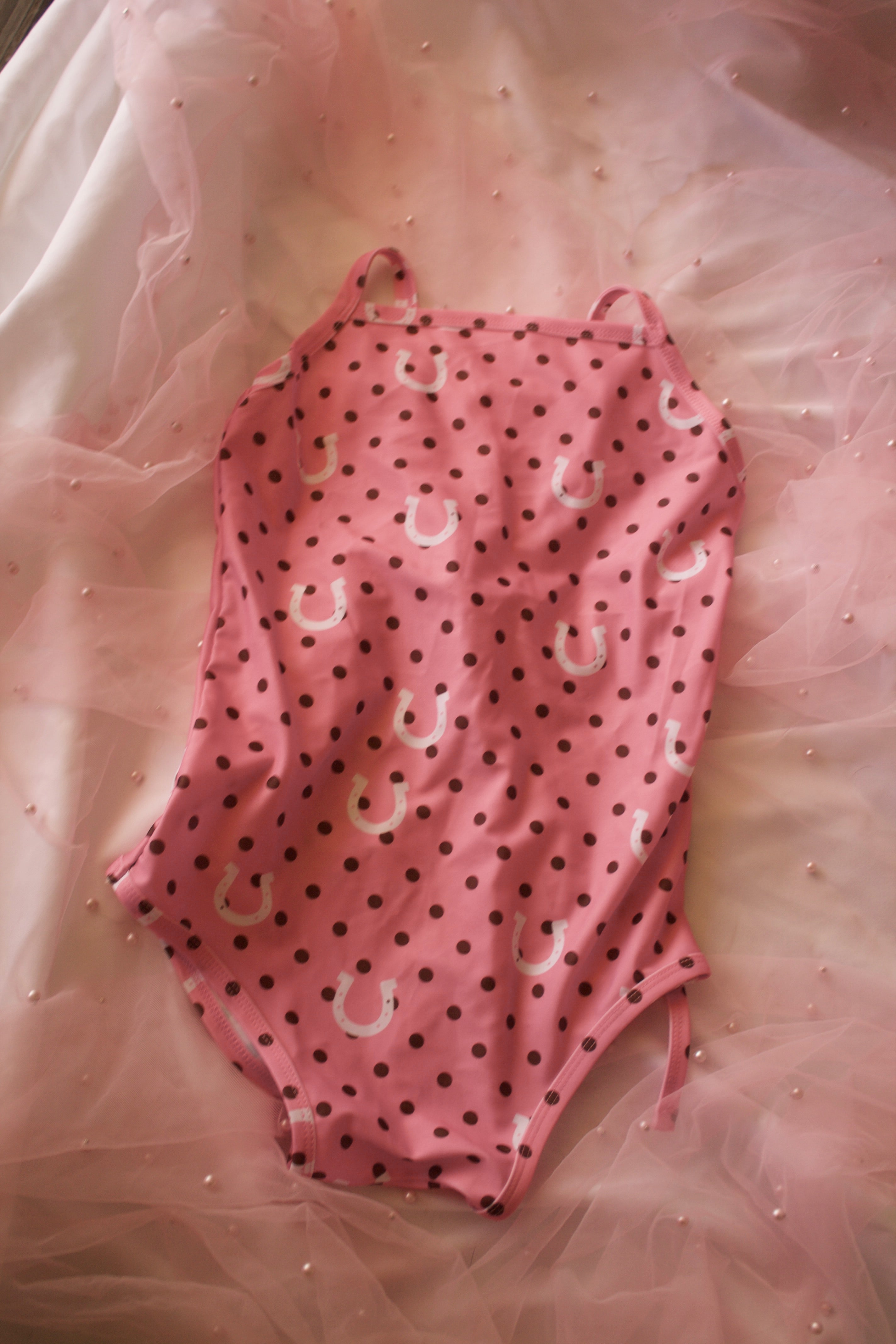 Dottie Polka Dot Swim Set for Girls | Pink & Brown Coquette Bikini | Safehaven Kids Swimwear PREORDER