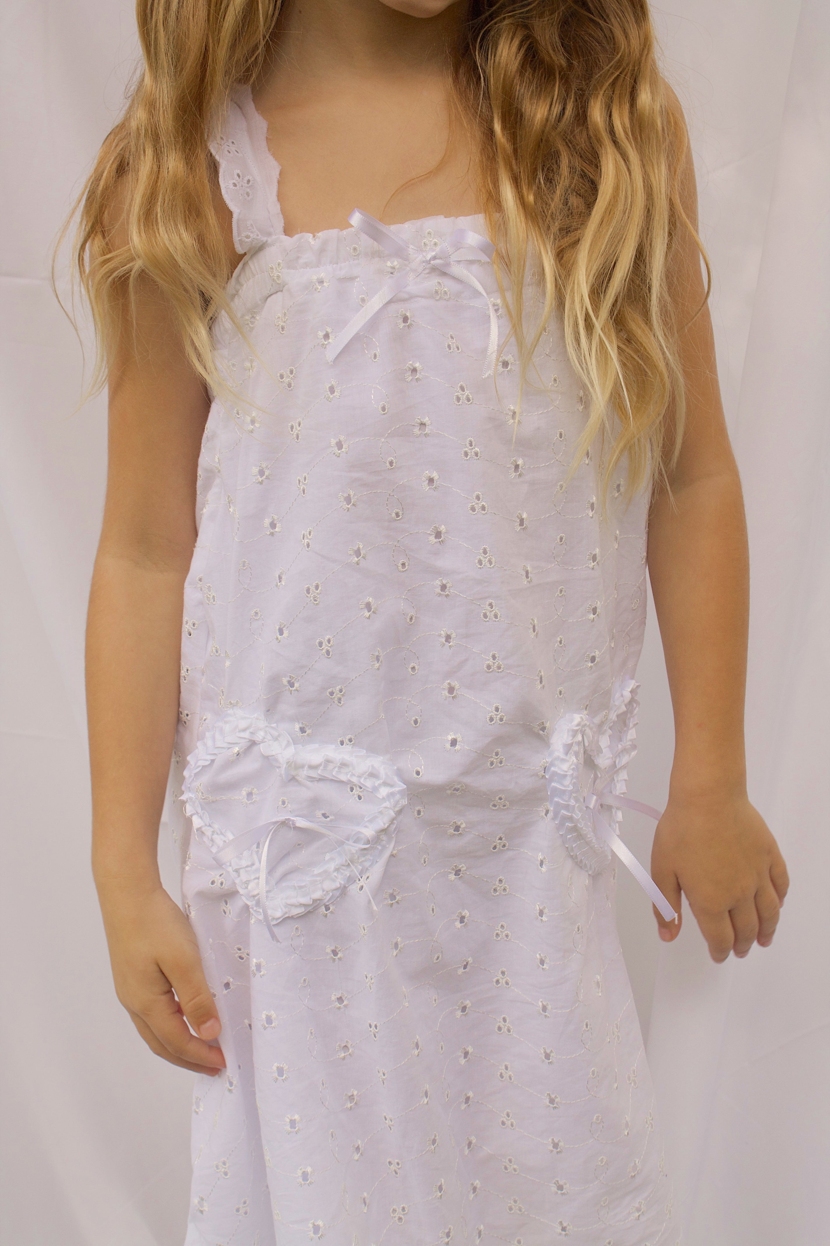 Handmade White Cottagecore Dress for Girls
