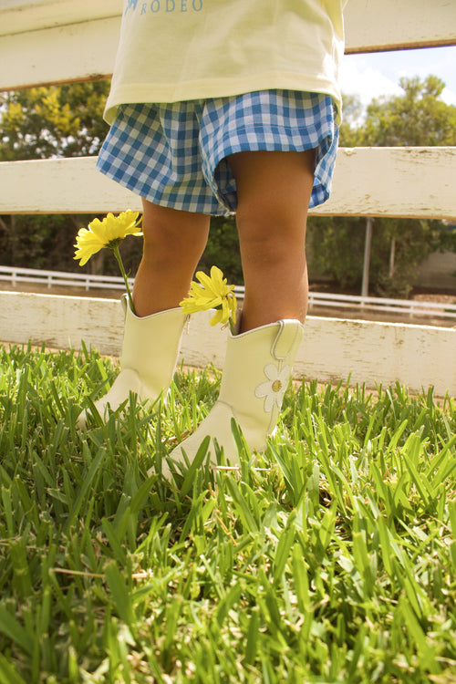 Baby blue gingham toddler girl boxer shorts style shorts