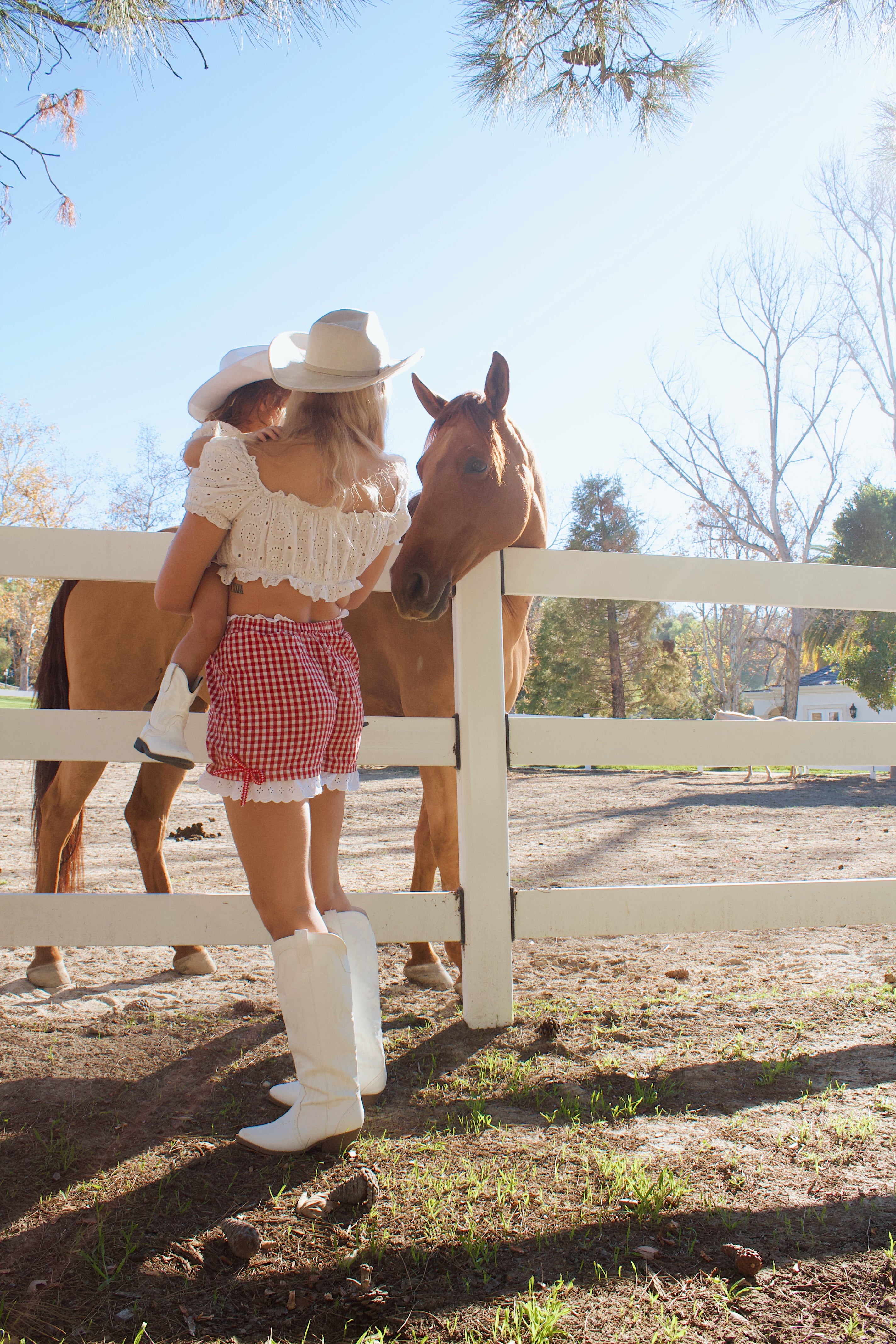 Mommy & Me Red Gingham Women’s Lace Boxer Shorts – Custom Made