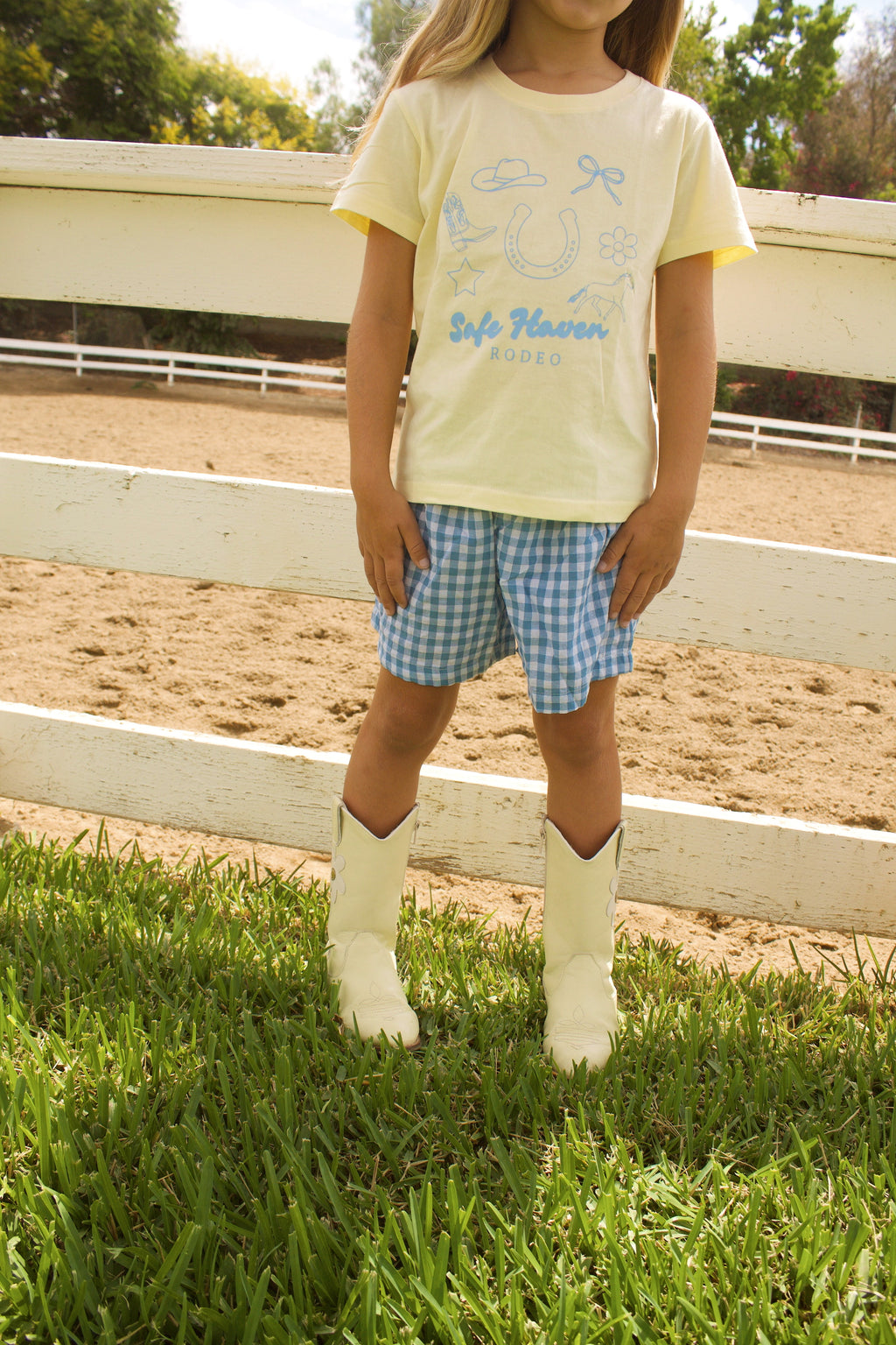 Baby blue gingham toddler girl boxer shorts style shorts