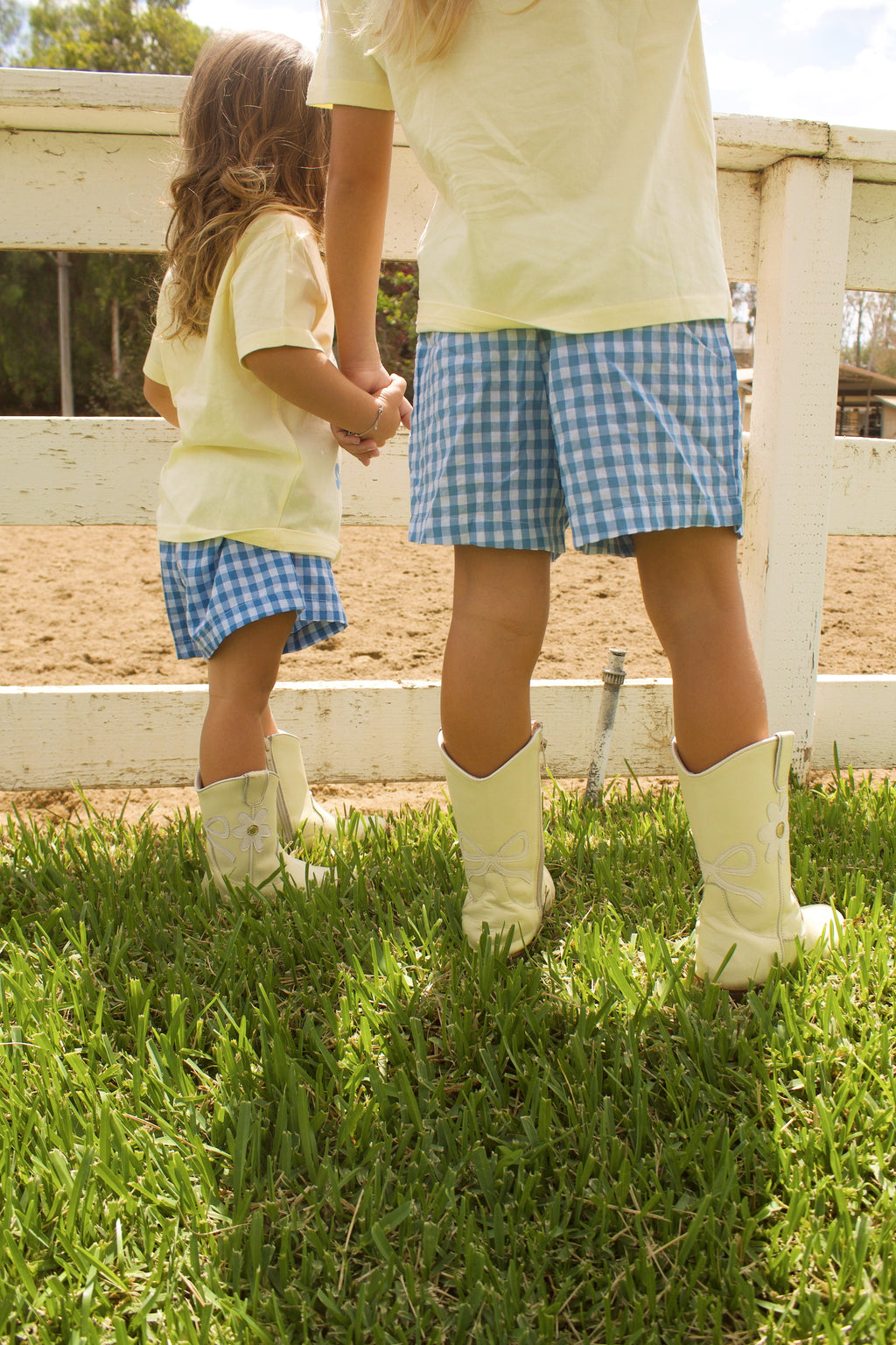 Baby blue gingham toddler girl boxer shorts style shorts