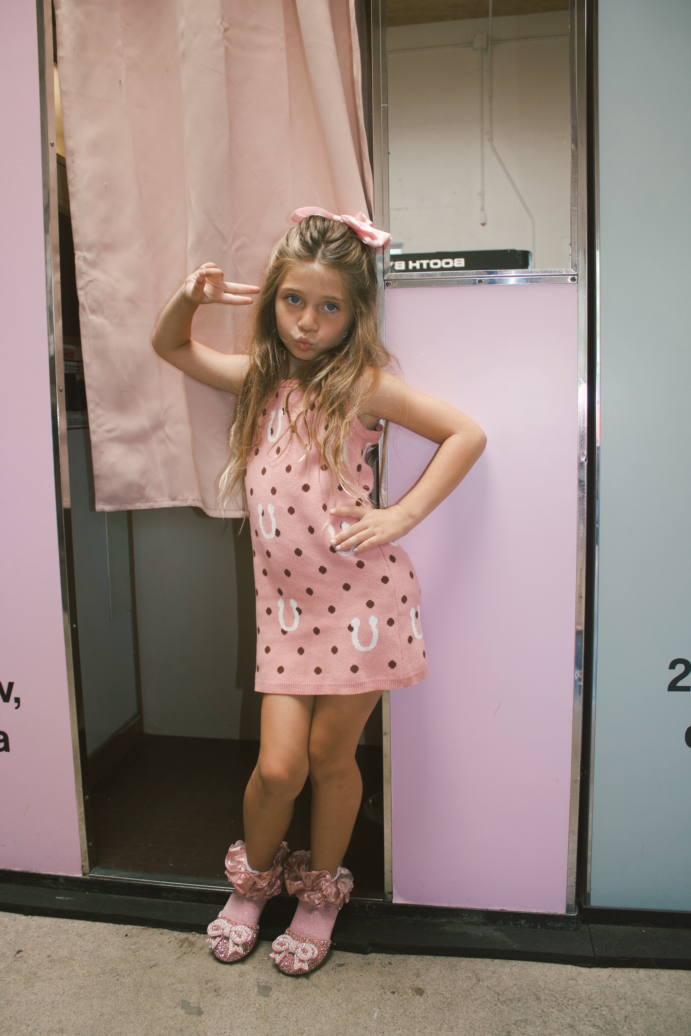 Toddler Girls Pink Polka Dot Dress – Soft Knit Vintage Coquette Style Outfit PREORDER