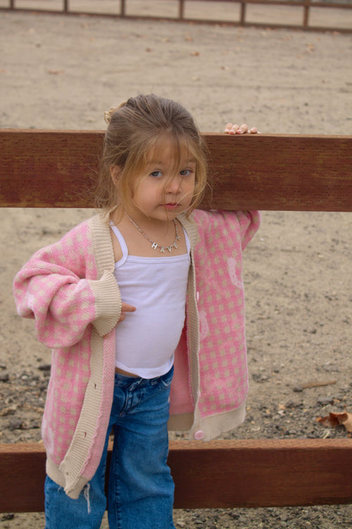 Pink Horseshoe Western Cardigan – Cozy Cowgirl Sweater for Toddlers & Girls | Safehaven Boutique