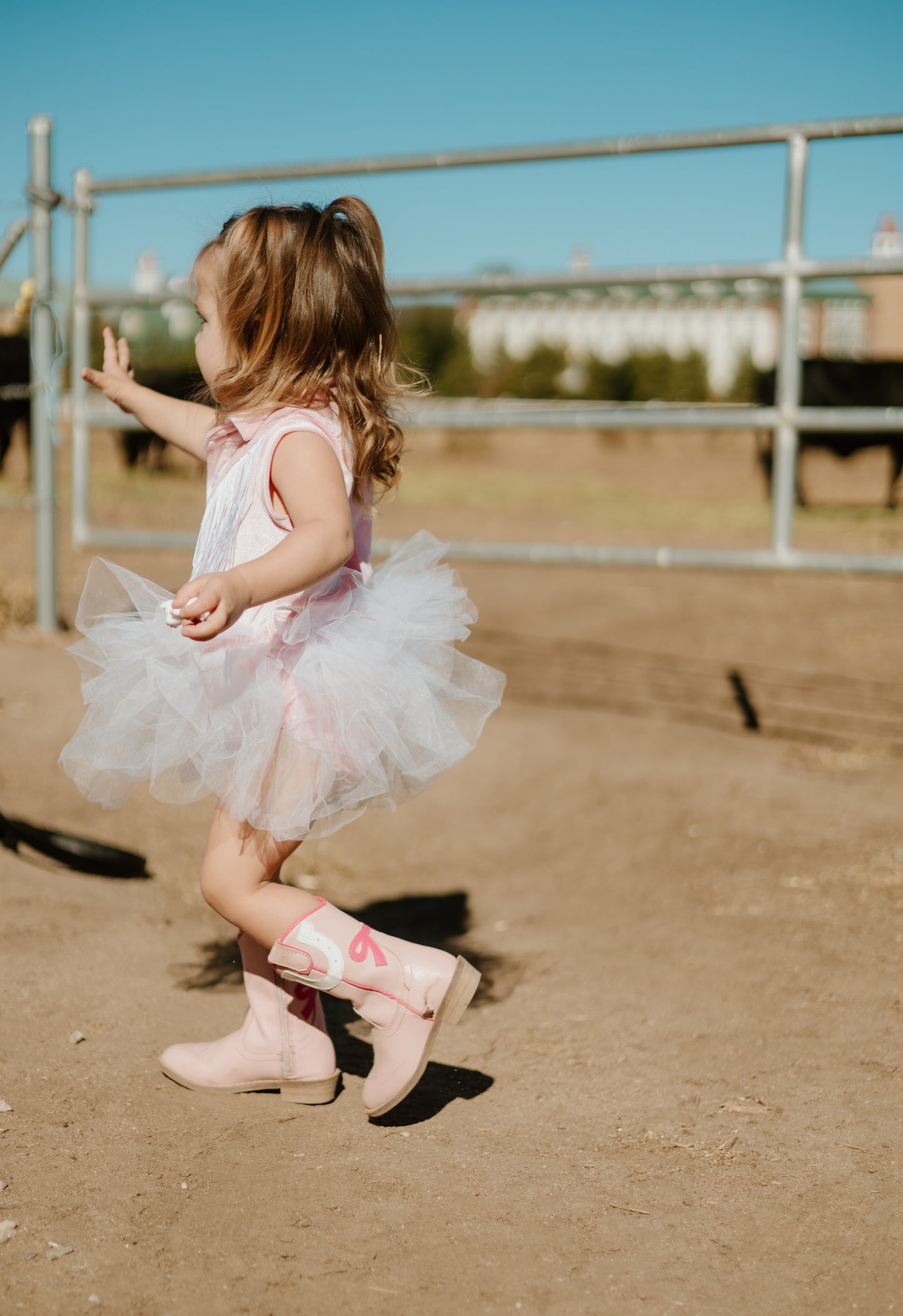 Toddler cowgirl boots in pink with back bow and embroidered horseshoe – Safehaven western kids footwear