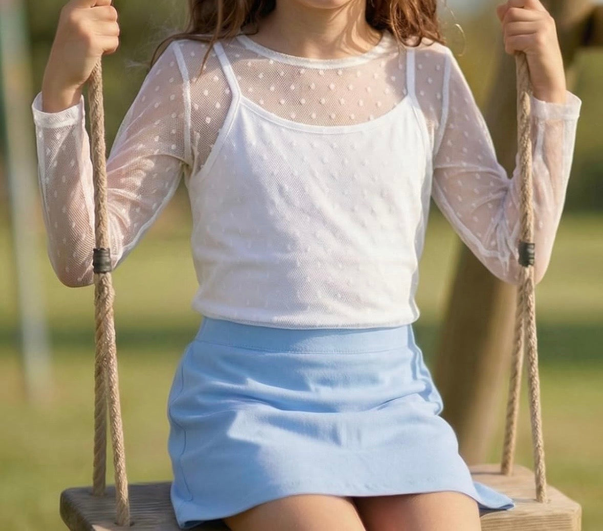 Polkadot Lace Layering Undershirt for little girls