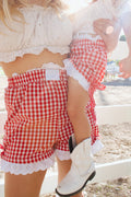 Mommy & Me Red Gingham Women’s Lace Boxer Shorts – Custom Made