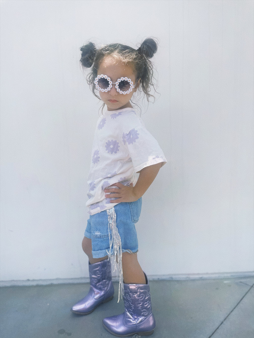 Girls Denim Sparkle Fringe Shorts