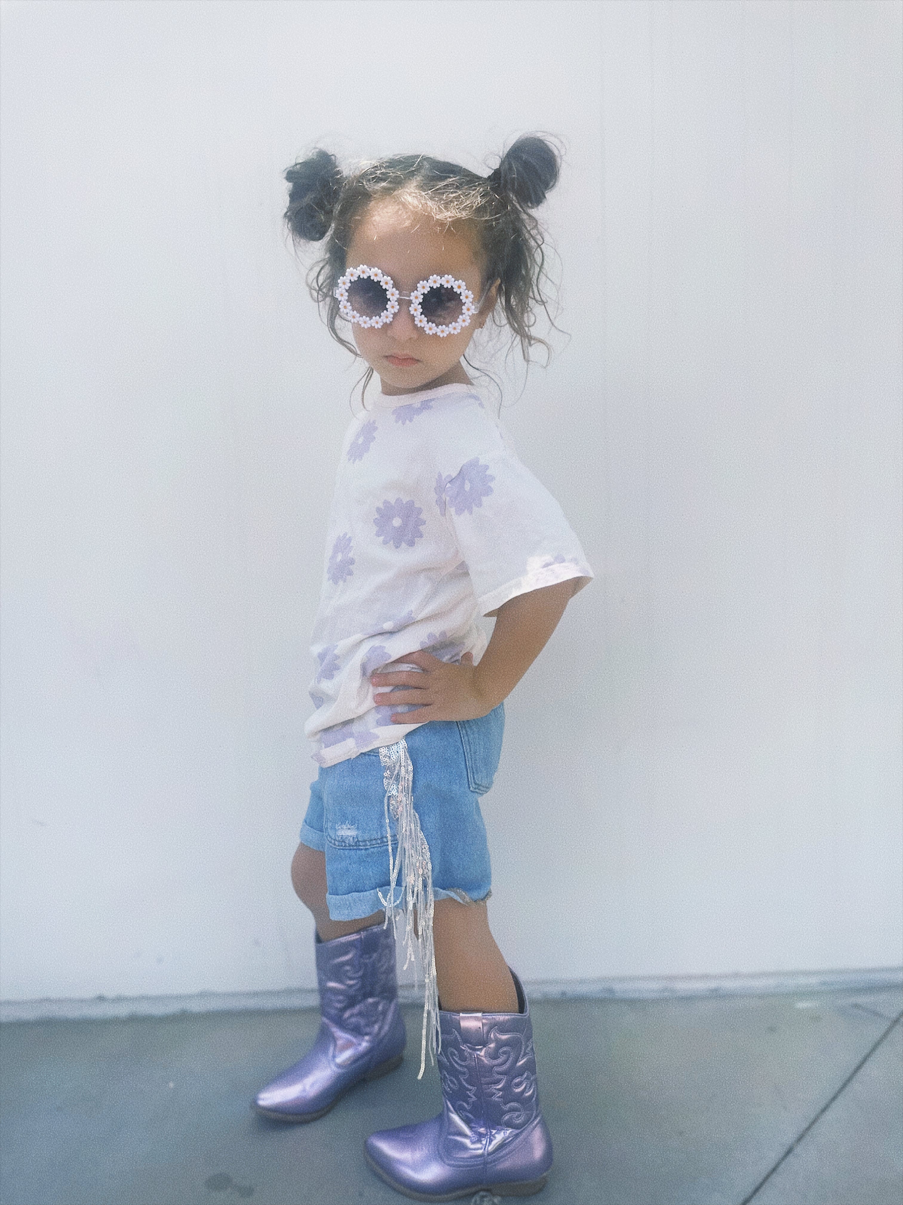 Girls Denim Sparkle Fringe Shorts