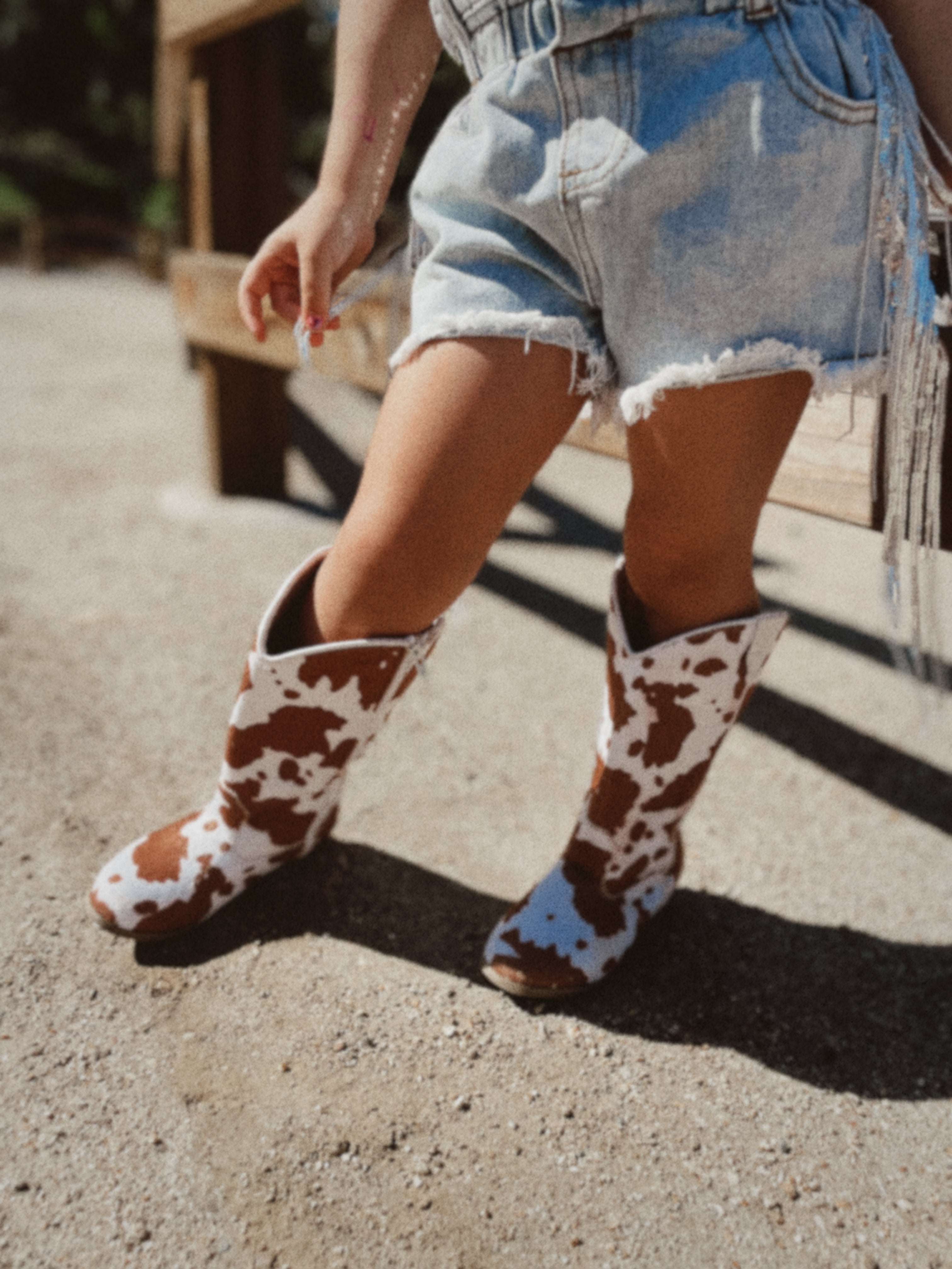 Girls Denim Sparkle Fringe Shorts