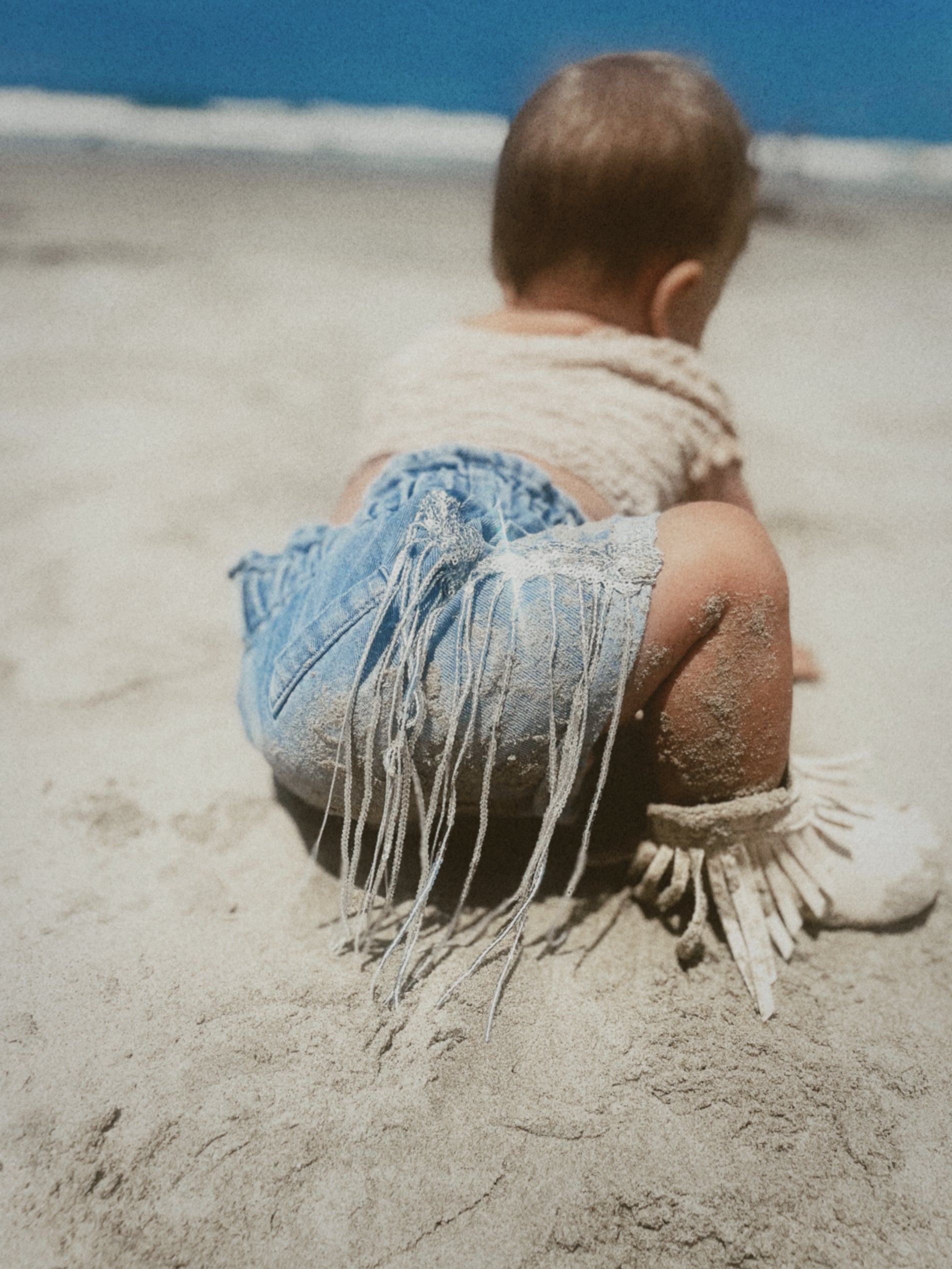 Girls Denim Sparkle Fringe Shorts